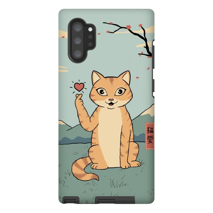 Galaxy Note 10 plus StrongFit Cat finger heart symbol by Coffee Man