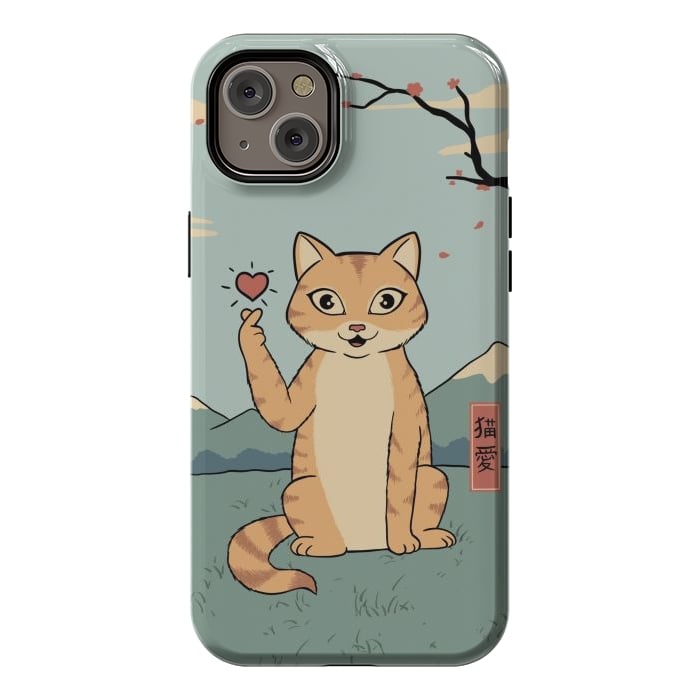 iPhone 14 Plus StrongFit Cat finger heart symbol by Coffee Man