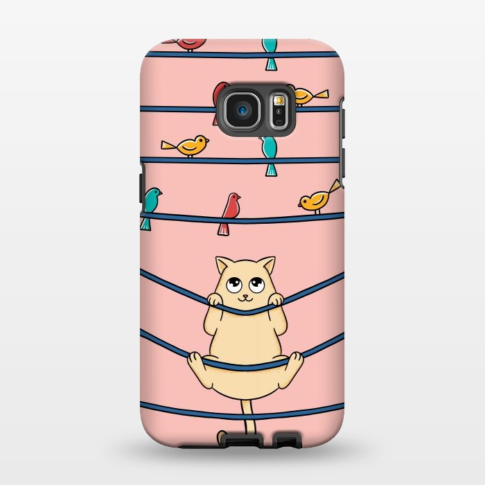 Galaxy S7 EDGE StrongFit Cat and birds by Coffee Man