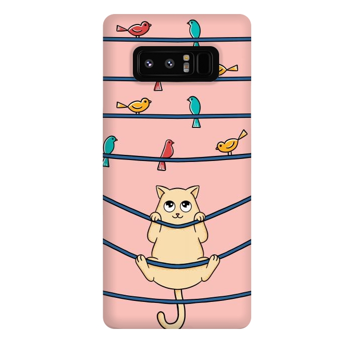 Galaxy Note 8 StrongFit Cat and birds by Coffee Man
