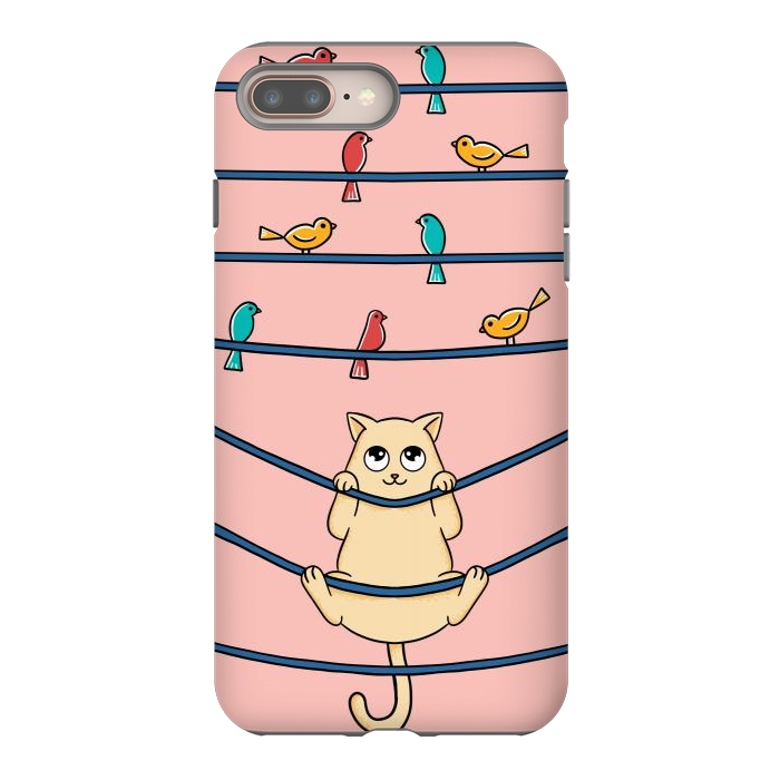 iPhone 8 plus StrongFit Cat and birds by Coffee Man