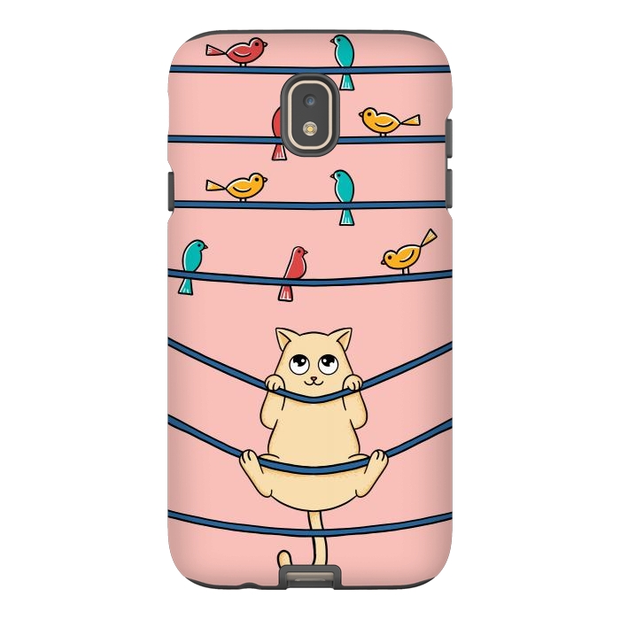 Galaxy J7 StrongFit Cat and birds by Coffee Man