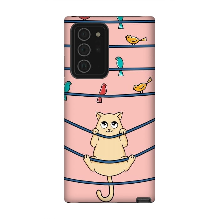 Galaxy Note 20 Ultra StrongFit Cat and birds by Coffee Man