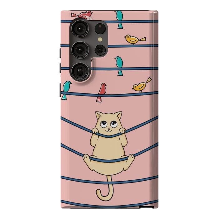 Galaxy S23 Ultra StrongFit Cat and birds by Coffee Man