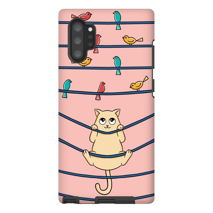 Galaxy Note 10 plus StrongFit Cat and birds by Coffee Man