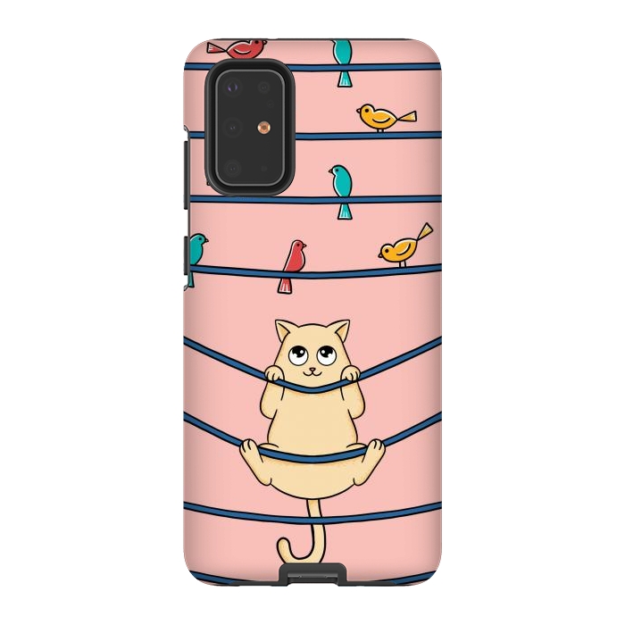Galaxy S20 Plus StrongFit Cat and birds by Coffee Man