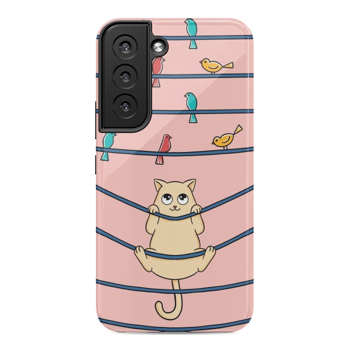 Galaxy S22 StrongFit Cat and birds by Coffee Man