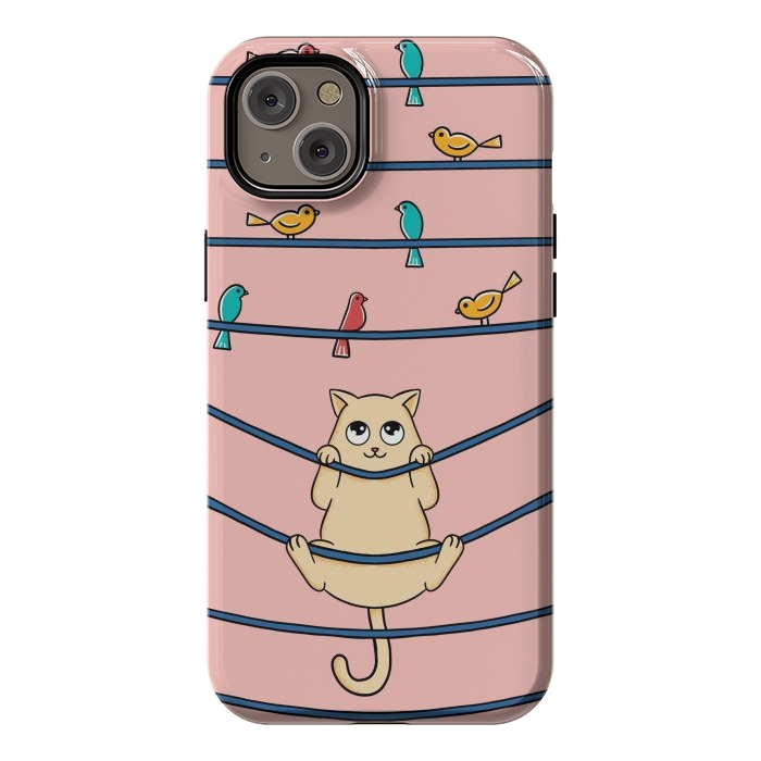 iPhone 14 Plus StrongFit Cat and birds by Coffee Man