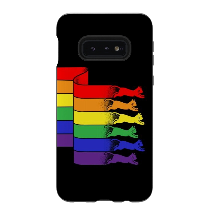 Galaxy S10e StrongFit Cats Rainbow flag by Coffee Man