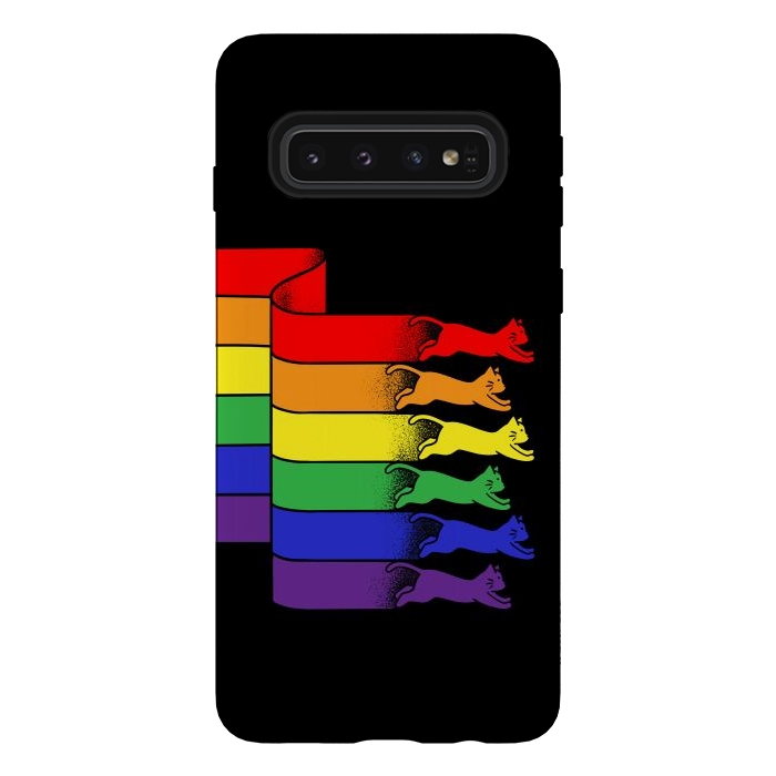 Galaxy S10 StrongFit Cats Rainbow flag by Coffee Man