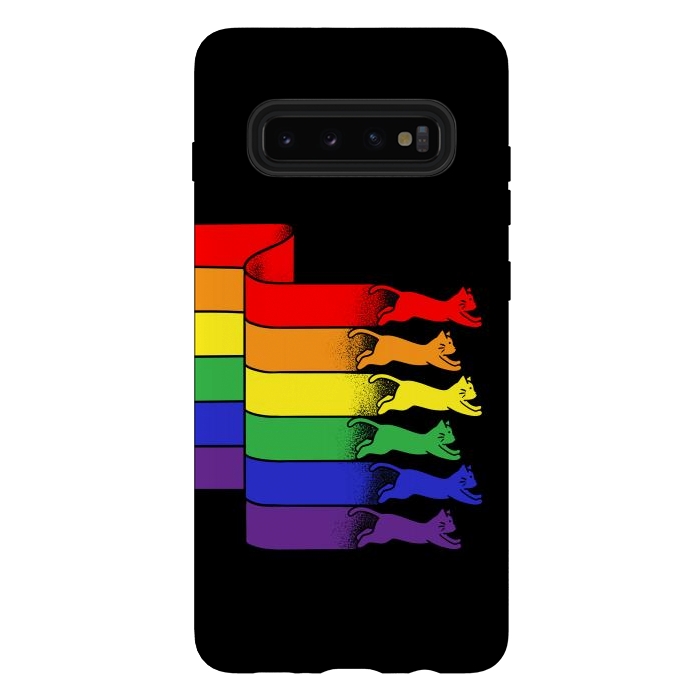Galaxy S10 plus StrongFit Cats Rainbow flag by Coffee Man