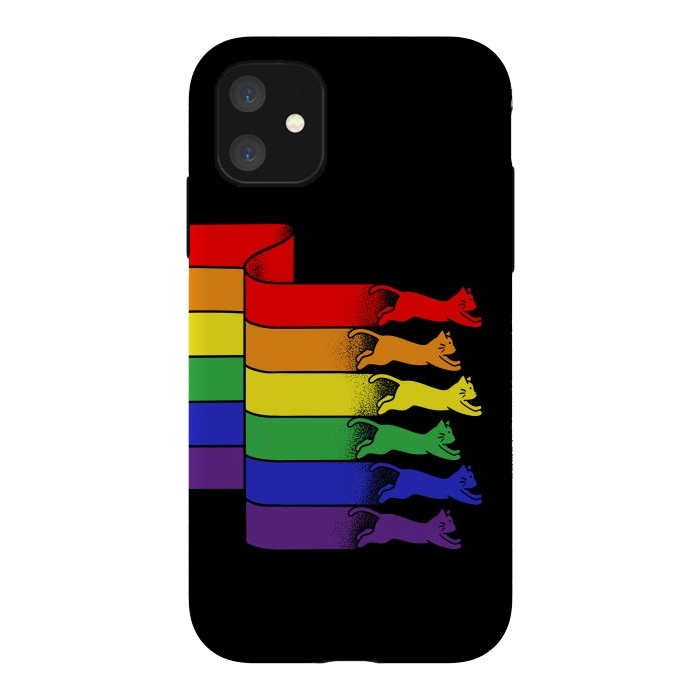 iPhone 11 StrongFit Cats Rainbow flag by Coffee Man