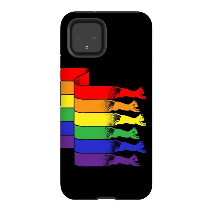 Pixel 4 StrongFit Cats Rainbow flag by Coffee Man