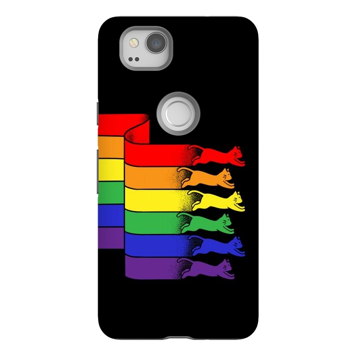 Pixel 2 StrongFit Cats Rainbow flag by Coffee Man