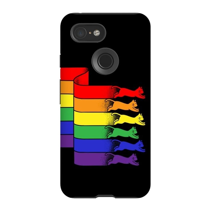 Pixel 3 StrongFit Cats Rainbow flag by Coffee Man