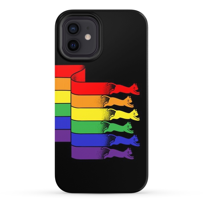 iPhone 12 StrongFit Cats Rainbow flag by Coffee Man