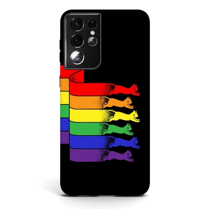 Galaxy S21 ultra StrongFit Cats Rainbow flag by Coffee Man