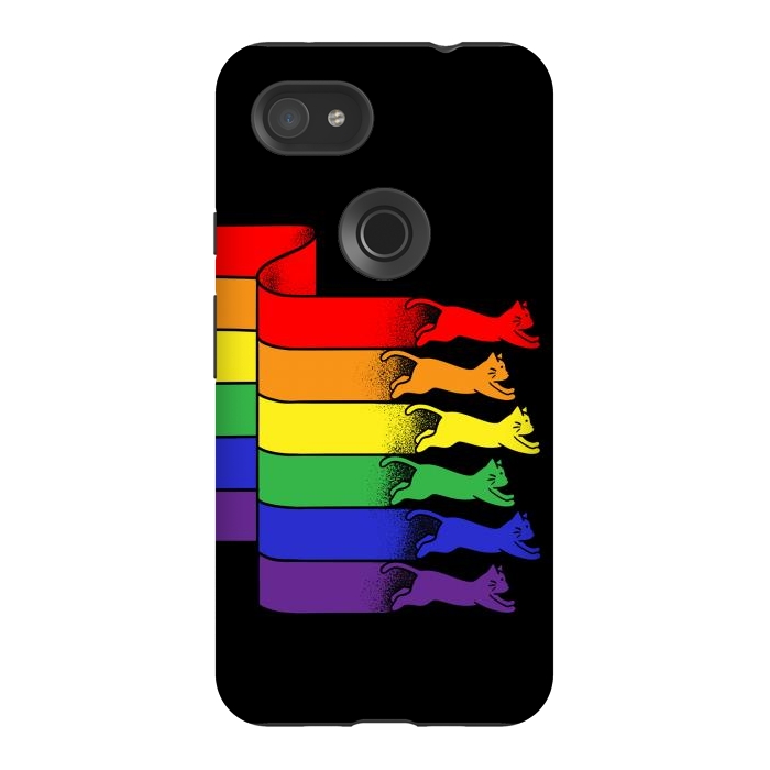 Pixel 3AXL StrongFit Cats Rainbow flag by Coffee Man