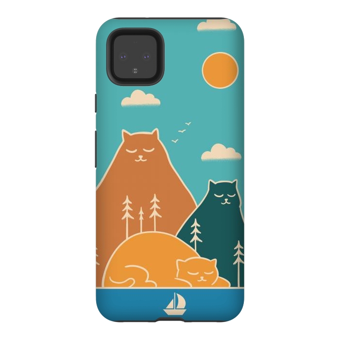 Pixel 4XL StrongFit Cats mountains nature by Coffee Man