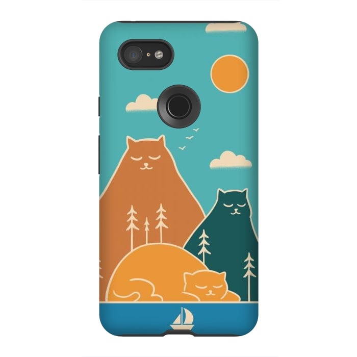 Pixel 3XL StrongFit Cats mountains nature by Coffee Man