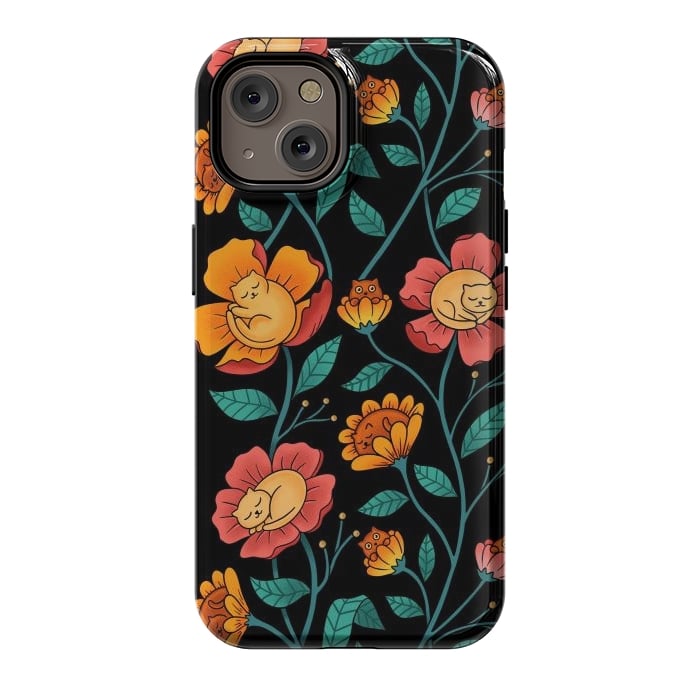iPhone 14 StrongFit Cats and Flowers by Coffee Man
