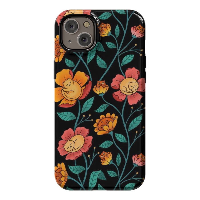 iPhone 14 Plus StrongFit Cats and Flowers by Coffee Man