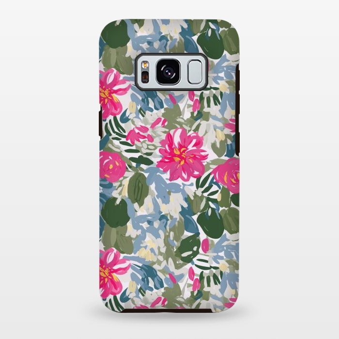 Galaxy S8 plus StrongFit Pink magenta floral  by Josie