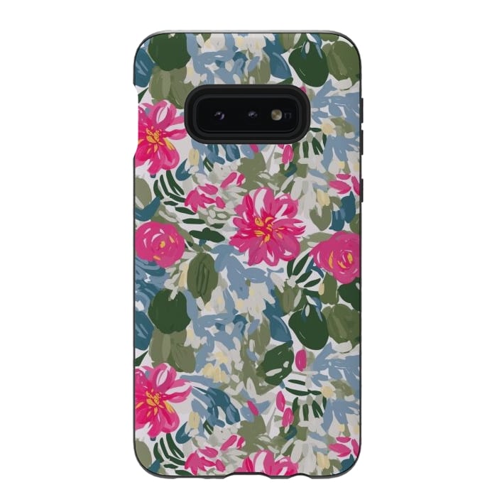 Galaxy S10e StrongFit Pink magenta floral  by Josie