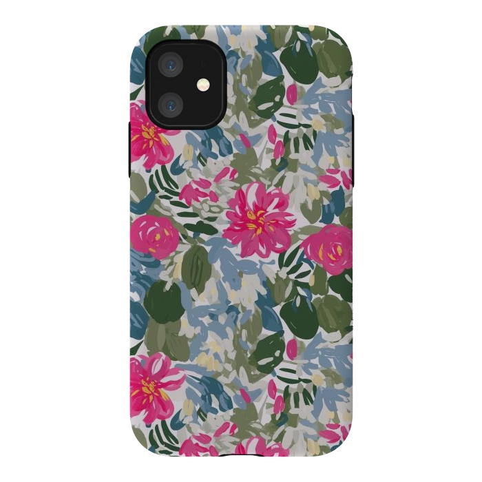 iPhone 11 StrongFit Pink magenta floral  by Josie