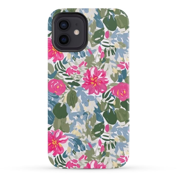 iPhone 12 StrongFit Pink magenta floral  by Josie