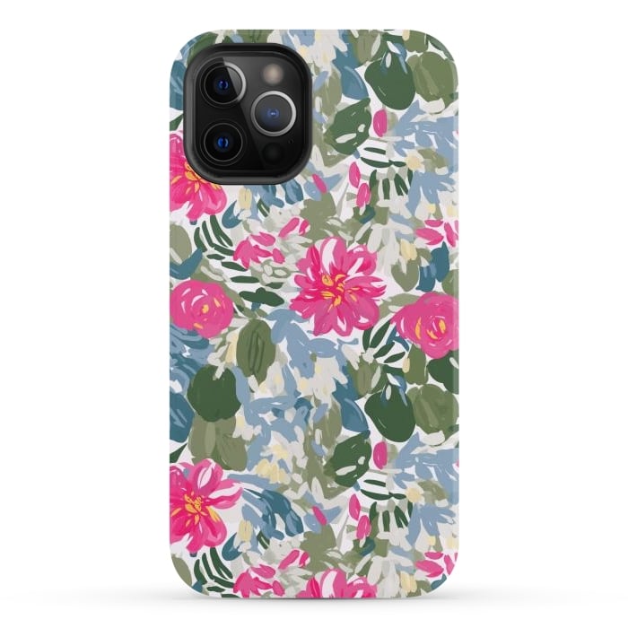 iPhone 12 Pro StrongFit Pink magenta floral  by Josie