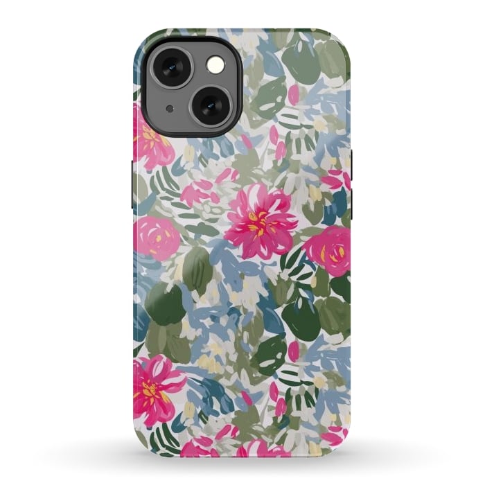 iPhone 13 StrongFit Pink magenta floral  by Josie