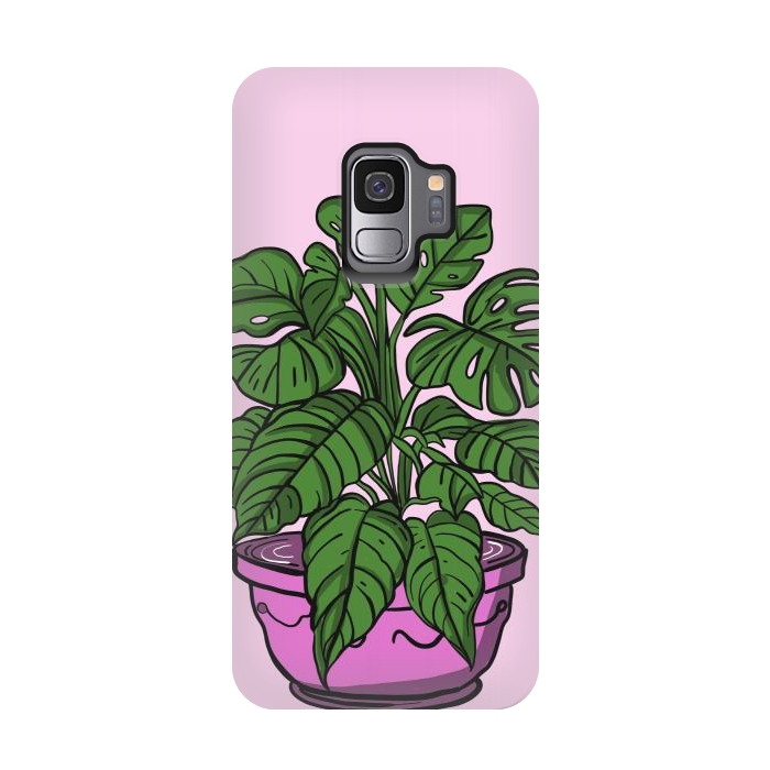 Galaxy S9 StrongFit Monstera leaves in a potted plant by Josie