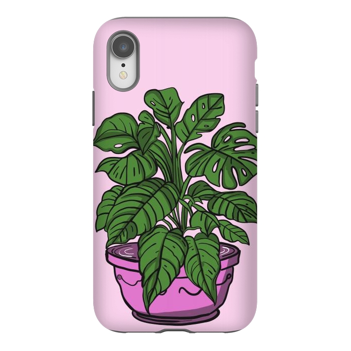 iPhone Xr StrongFit Monstera leaves in a potted plant by Josie
