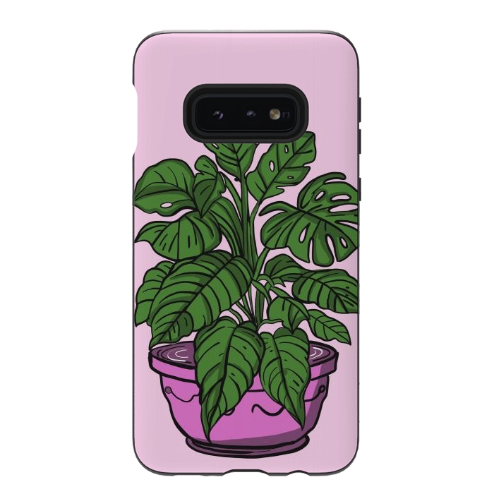 Galaxy S10e StrongFit Monstera leaves in a potted plant by Josie