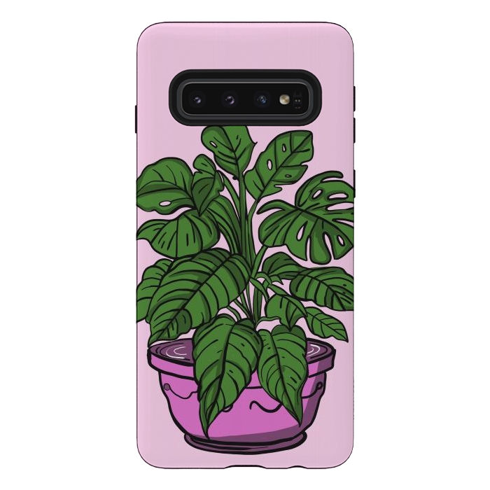 Galaxy S10 StrongFit Monstera leaves in a potted plant by Josie