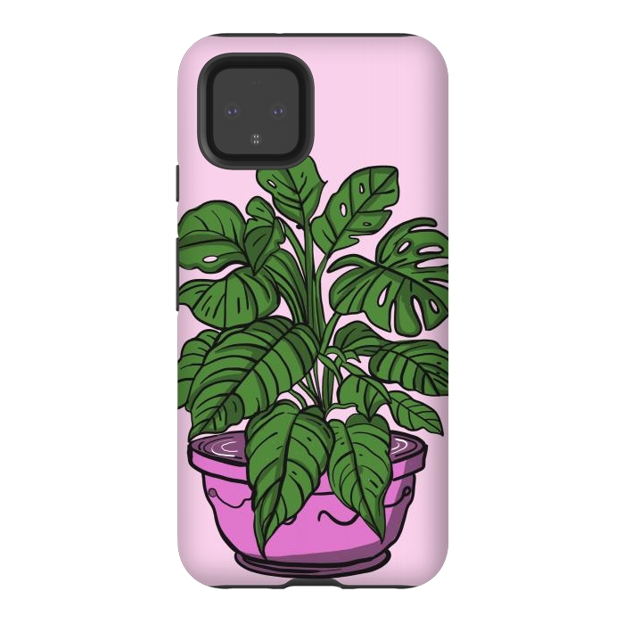 Pixel 4 StrongFit Monstera leaves in a potted plant by Josie