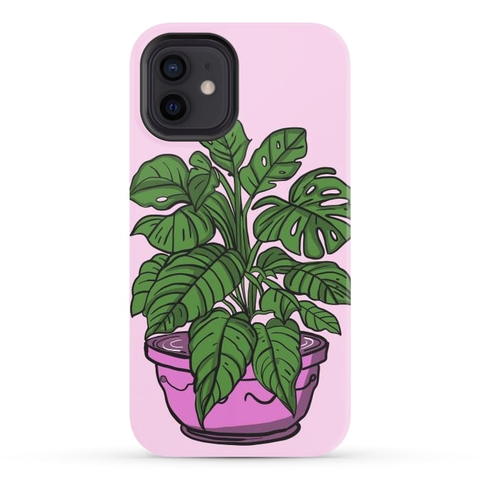 iPhone 12 StrongFit Monstera leaves in a potted plant by Josie