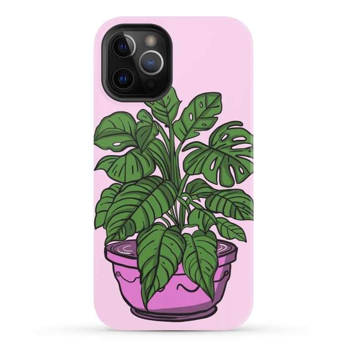 iPhone 12 Pro StrongFit Monstera leaves in a potted plant by Josie