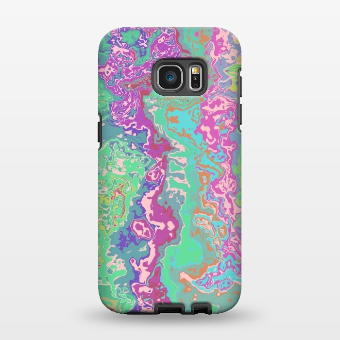 Galaxy S7 EDGE StrongFit Marble pink green fluid art by Josie