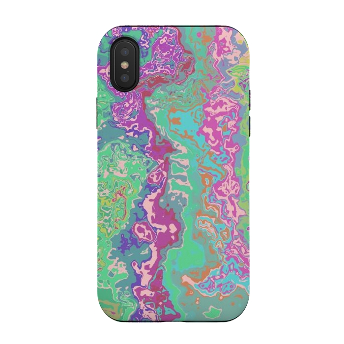 iPhone Xs / X StrongFit Marble pink green fluid art by Josie