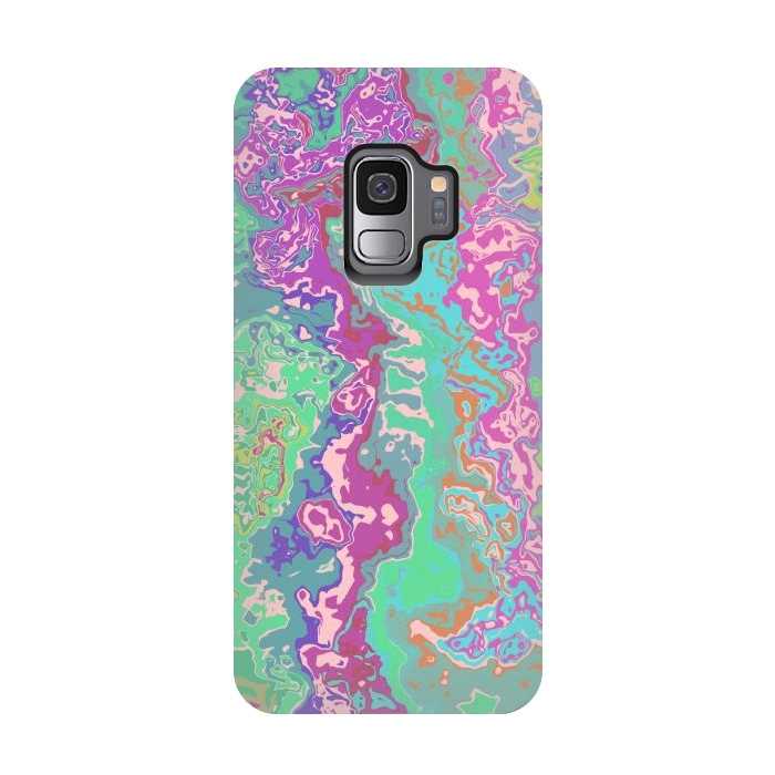 Galaxy S9 StrongFit Marble pink green fluid art by Josie