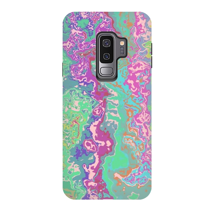 Galaxy S9 plus StrongFit Marble pink green fluid art by Josie