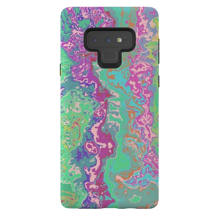 Galaxy Note 9 StrongFit Marble pink green fluid art by Josie