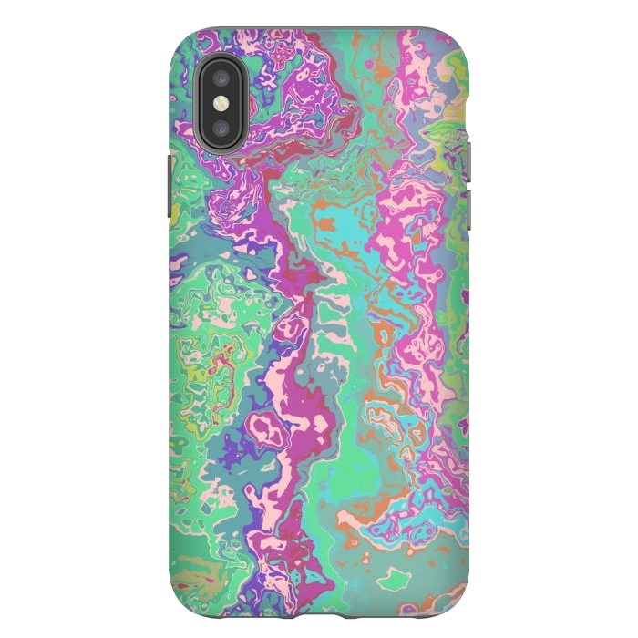 iPhone Xs Max StrongFit Marble pink green fluid art by Josie