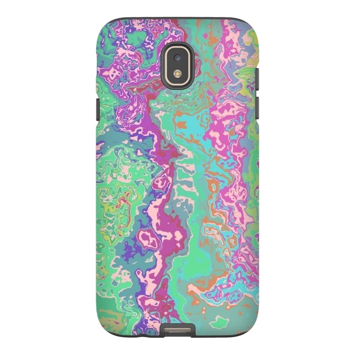 Galaxy J7 StrongFit Marble pink green fluid art by Josie