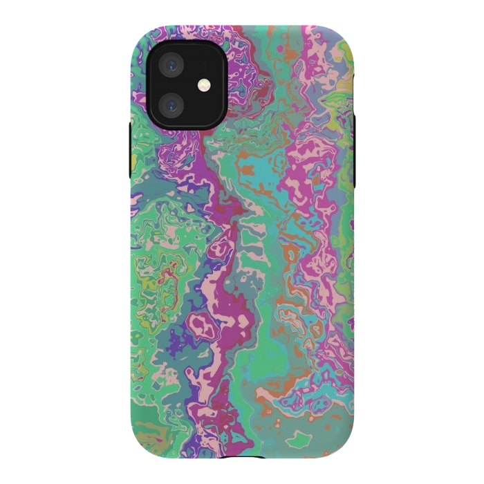iPhone 11 StrongFit Marble pink green fluid art by Josie