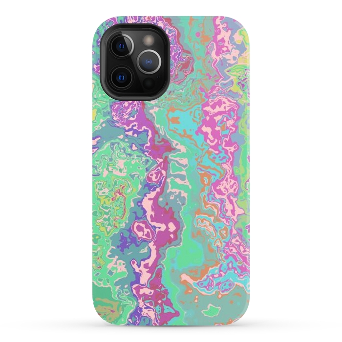 iPhone 12 Pro StrongFit Marble pink green fluid art by Josie