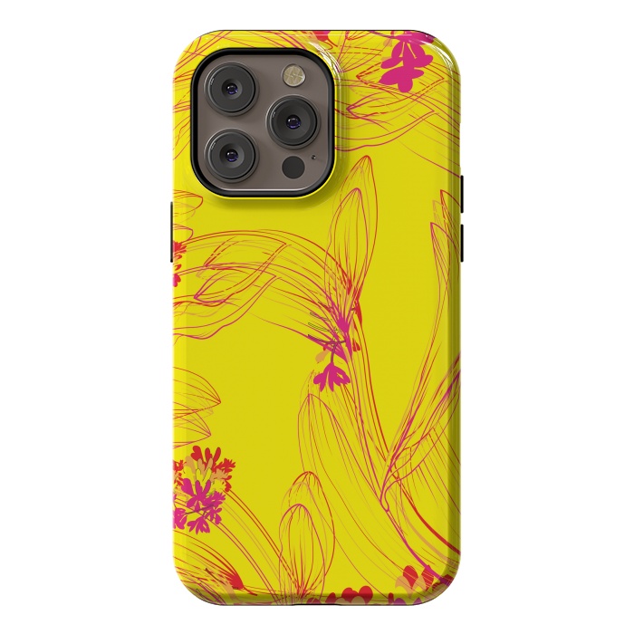 iPhone 14 Pro max StrongFit abstract pink yellow florals by MALLIKA
