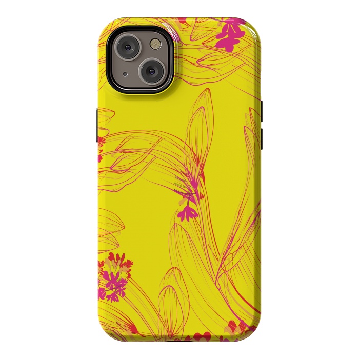 iPhone 14 Plus StrongFit abstract pink yellow florals by MALLIKA
